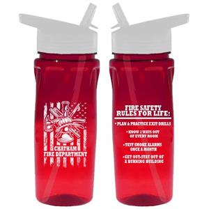 Custom Red 18 oz Bottle w/ Flip Up Straw