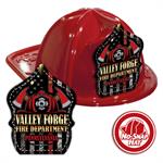 Custom Red Fire Hats w/ Red Line Flag and Axes Shield