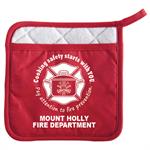 Custom Red Fire Safety Pot Holder w/ Pocket - 2023 Theme