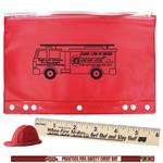 Custom Red Trim Pencil Bag Kit-Fire Truck