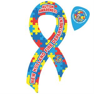 Custom Ribbon Magnet - Autism Awareness Firefighter Logo