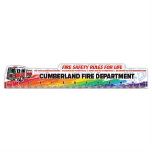 Custom Shaped 12^ Plastic Ruler - Fire Truck Autism Awareness