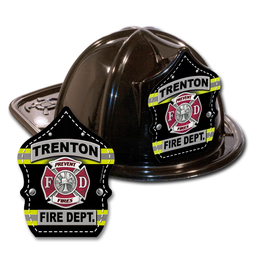 Custom Striped Shield on Black Fire Hat