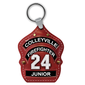 Custom Vinyl Shield Key Tag - Red Leather Look