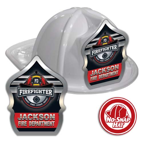 Custom White Fire Hats w/ Silver Hat Logo/Firefighter Shield