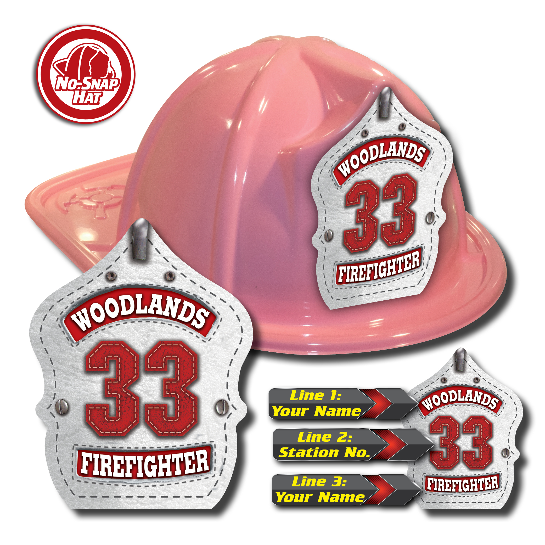 Custom White Leather Design in Pink Fire Hat