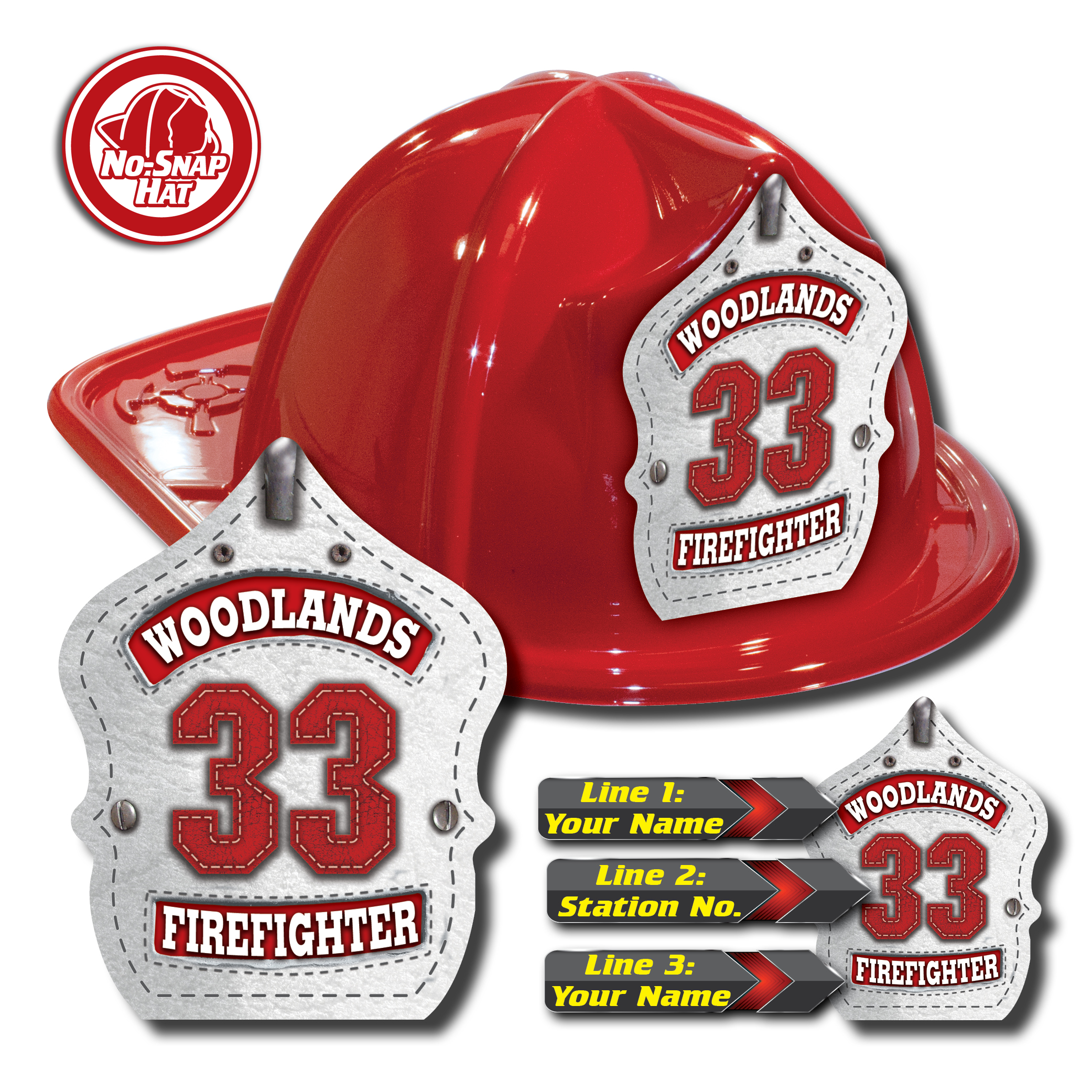 Custom White Leather Design in Red Fire Hat
