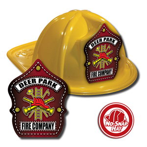 Custom Yellow Fire Hat with Fire Scramble Shield