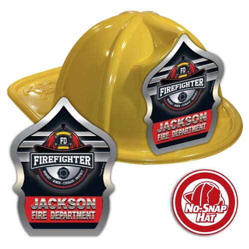 Custom Yellow Fire Hats w/ Silver Hat Logo/Firefighter Shield
