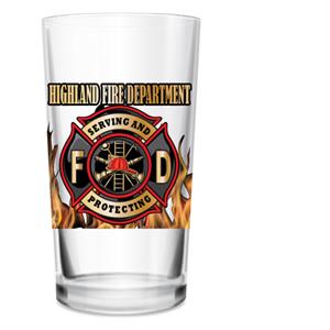 Custom16 oz Pint Glass - Flames - Serving & Protecting Maltese