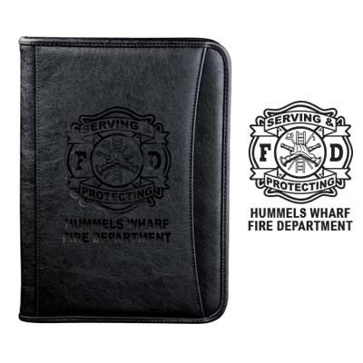 Debossed Zippered Padfolio - 10" W x 13" H