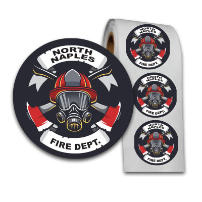 Full Color 2' Roll Sticker -Firefighter Mask & Axe