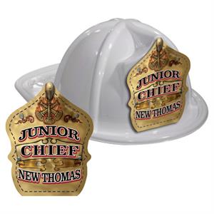 IMP. FIRE HAT - WHITE - GOLD JR. CHIEF SHIELD