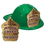 IMPRINTED FIRE HATS - GREEN -GOLD JR. CHIEF SHIELD