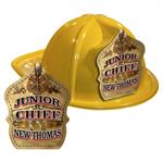 IMPRINTED FIRE HATS -YELLOW -GOLD JR. CHIEF SHIELD