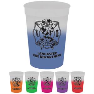 Imp 17 oz Mood Frosted Cups - Assorted - Autism Awareness Ribbon Logo