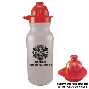 Imp. 20 oz Frosted Bike Bottle w/ Fire Hat Lid