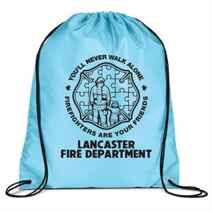 Imp. Cinch Backpack - Light Blue - Autism Awareness Firefighter Logo