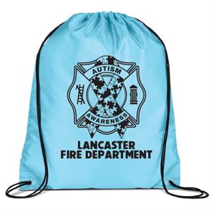 Imp. Cinch Backpack - Light Blue - Autism Awareness Ribbon Logo