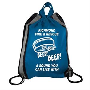 Imprined Blue Drawstring Backpacks - Smoke Alarm