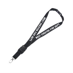 Imprinted 1^ Black Lanyard w/ Breakaway