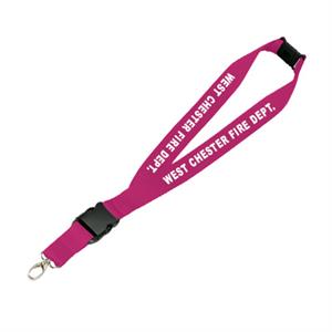 Imprinted 1^ Pink Lanyard w/ Breakaway