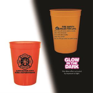 Imprinted 12 oz Orange Glow in the Dark Cup - Maltese Cross