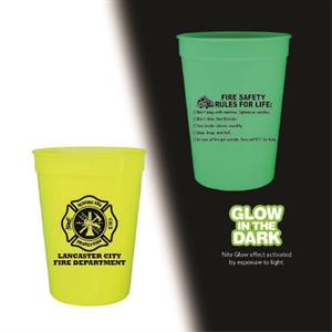 Imprinted 12 oz Yellow Glow in the Dark Cup - Maltese Cross