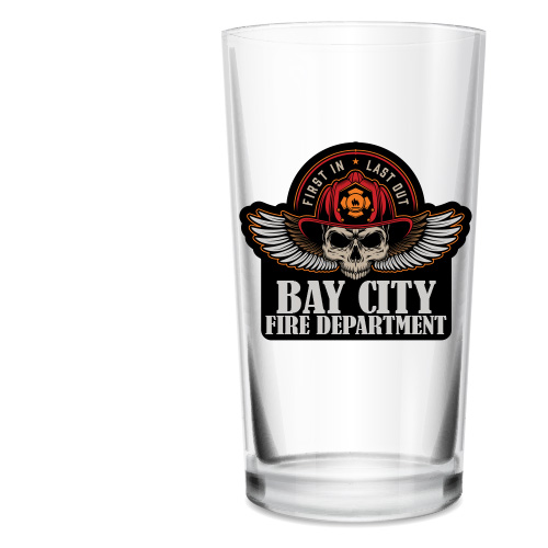 Imprinted 16oz Pint Glass -First In Last Out Logo