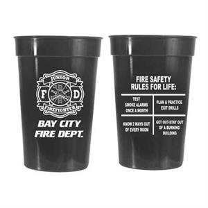 Imprinted 17 oz Black Stadium Cup - Maltese Cross