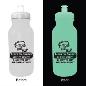 Imprinted 20 oz Frosted Glow Bike Bottle - Smoke Alarm Theme