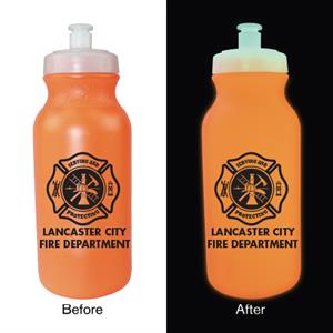 Imprinted 20 oz Orange Glow Bike Bottle - Maltese Cross