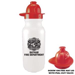 Imprinted 20 oz White Bike Bottle w/ Fire Hat Lid - Maltese Cross