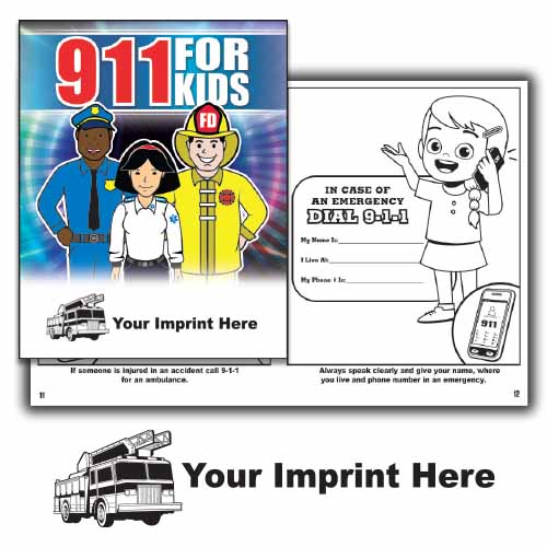 Imprinted 911 Coloring Book - Fire Truck