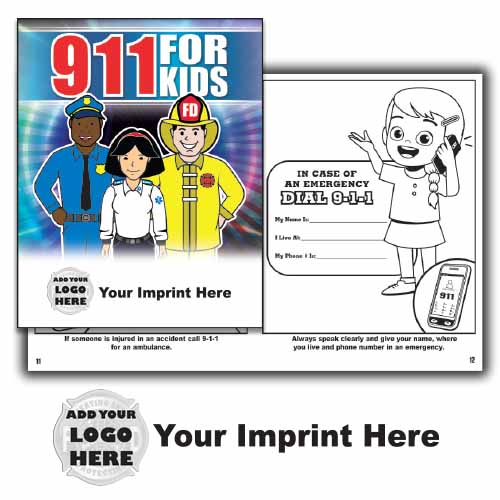 Imprinted 911 Coloring Book w/ Custom Logo