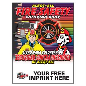 Imprinted Alert-All Bilingual Coloring Book - Full Color Fire Truck