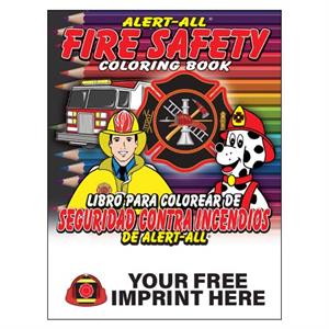 Imprinted Alert-All Bilingual Coloring Book -Full Color Fire Truck