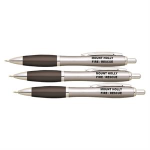 Imprinted Ballpoint Pen Silver w/ Black Grip