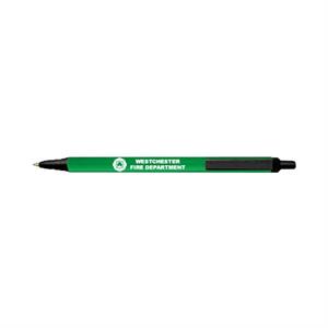 Imprinted Bic Pen - Green/Black Trim - Shamrock Logo