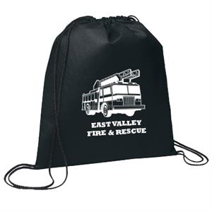 Imprinted Black Cinch Backpack - Fire Truck
