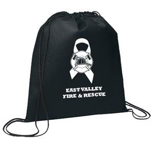 Imprinted Black Cinch Backpack - Ribbon Cross