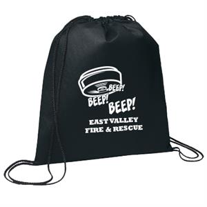 Imprinted Black Cinch Backpack - Smoke Alarm