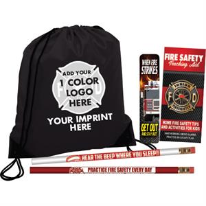 Imprinted Black Cinch Backpack Kit - Full Custom Logo