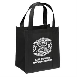 Imprinted Black Tote Bag - Serve & Protect Maltese Cross