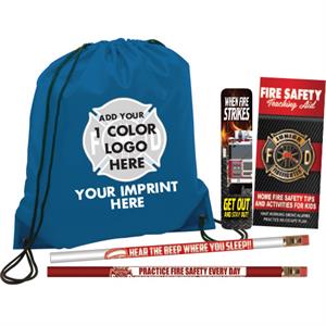 Imprinted Blue Cinch Backpack Kit - Full Custom Logo