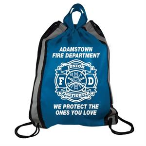 Imprinted Blue Jr FF Maltese Reflect Drawstring Backpack