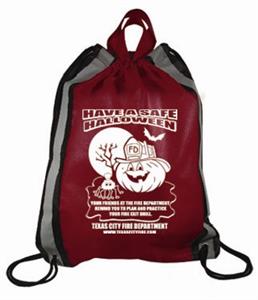 Imprinted Burgundy Drawstring Backpacks - Halloween Pumpkin