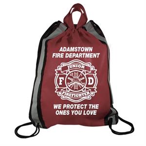 Imprinted Burgundy Jr. FF Reflect Drawstring Backpack