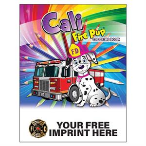 Imprinted Cali Fire Pup Coloring Book - Full Color Serving Cross