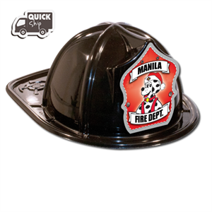 Imprinted Fire Hats - Black - Cappy Christmas Shield
